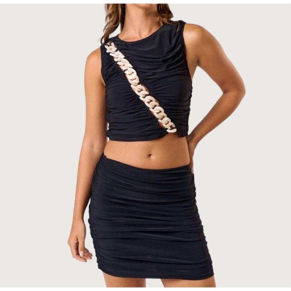 NEW BLUE BLUSH ellison top & mini skirt set in black